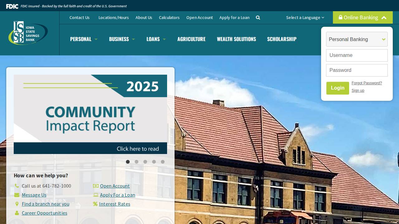Iowa State Savings Bank website screenshot