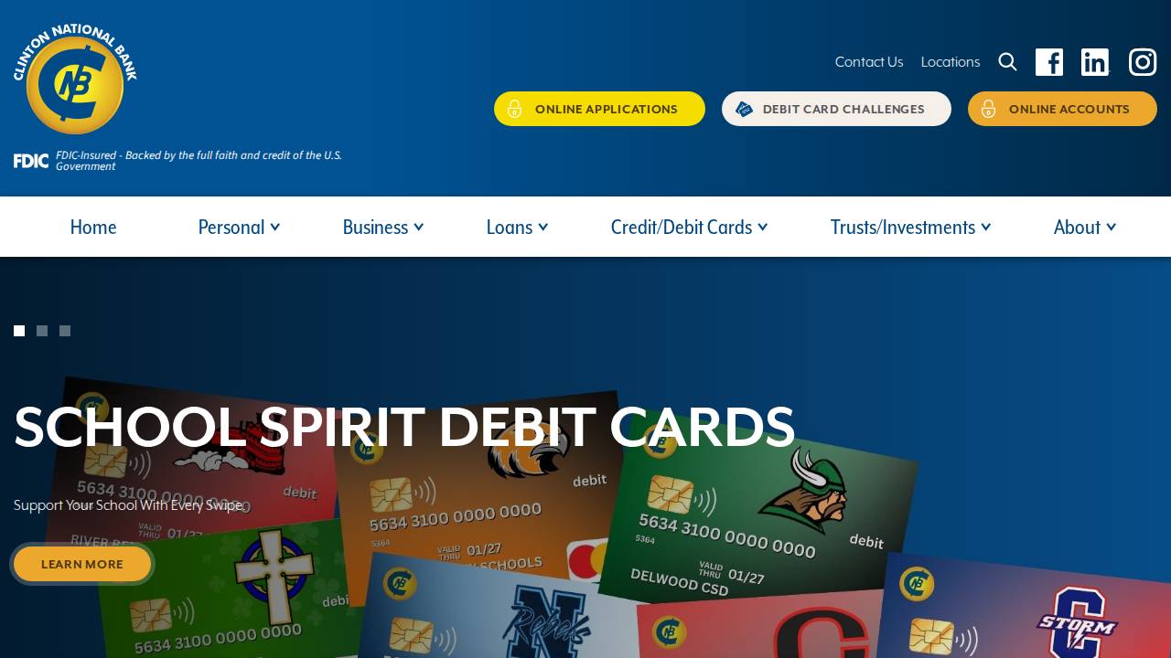 Clinton National Bank, Clinton Nattional Bank website screenshot