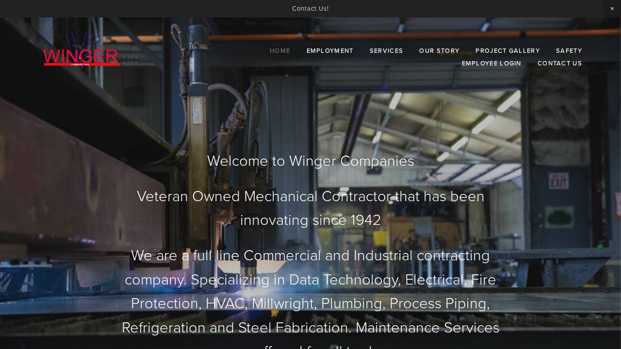 Winger Contracting Company website screenshot
