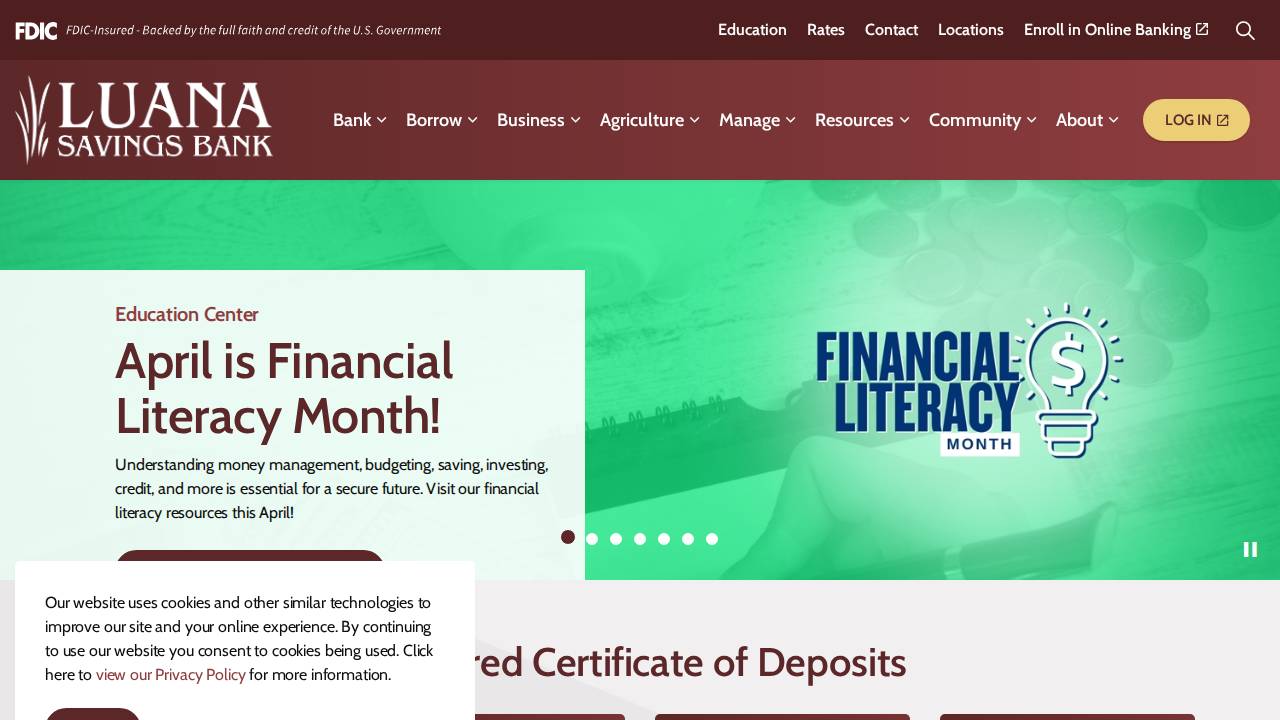 Luana Savings Bank website screenshot
