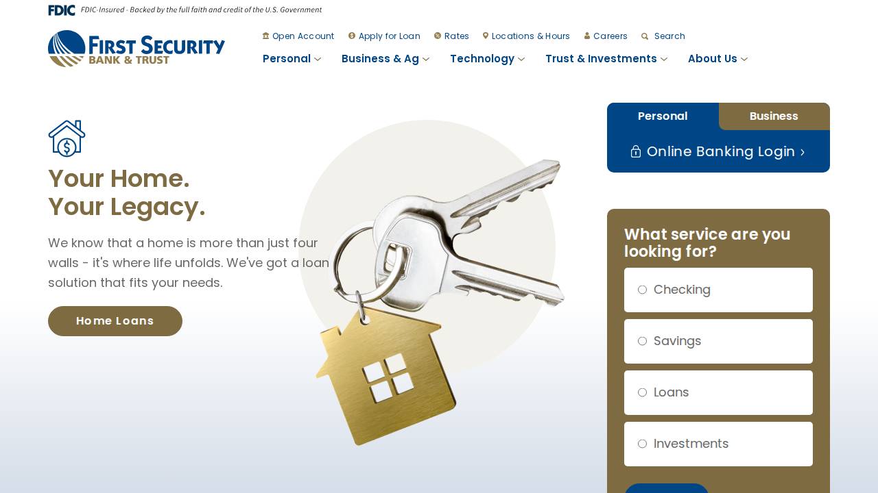 First Security Bank & Trust CO website screenshot
