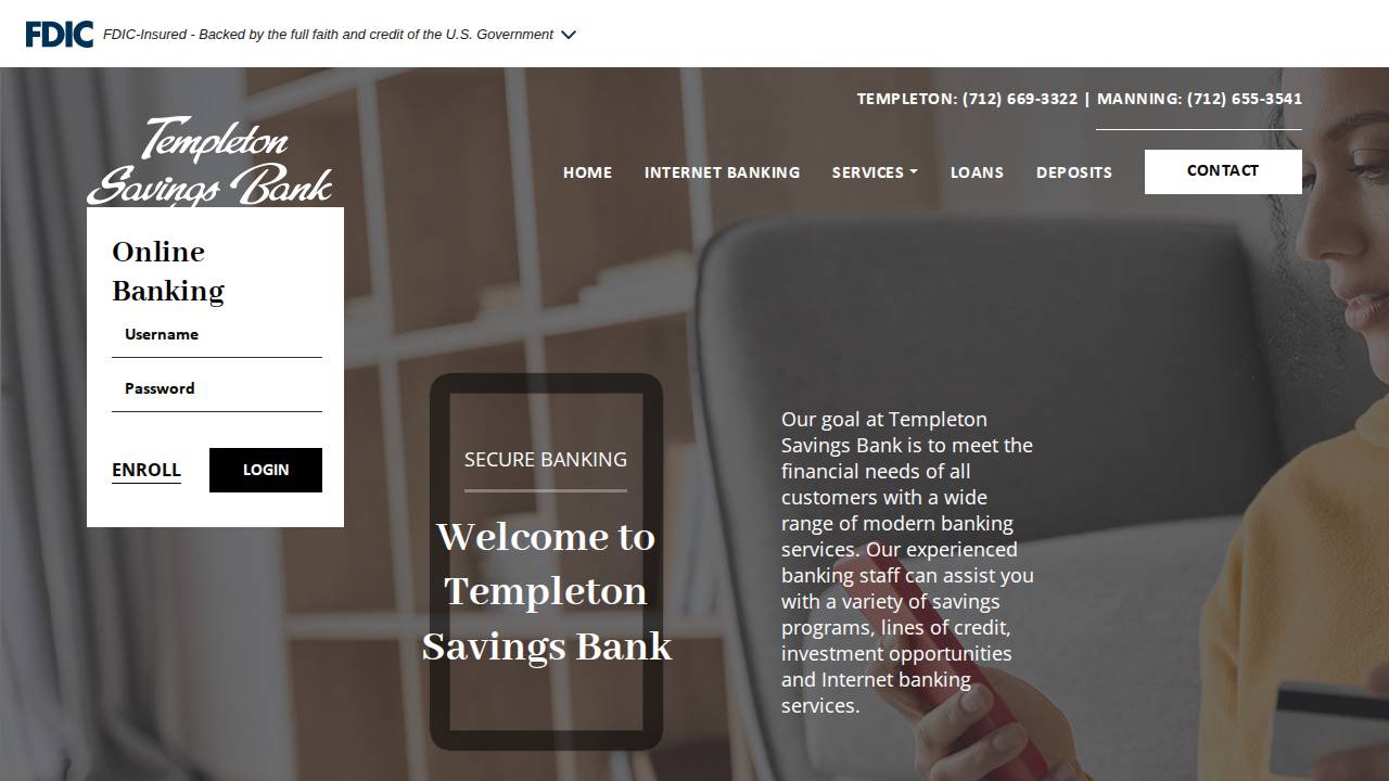 Templeton Savings Bank website screenshot