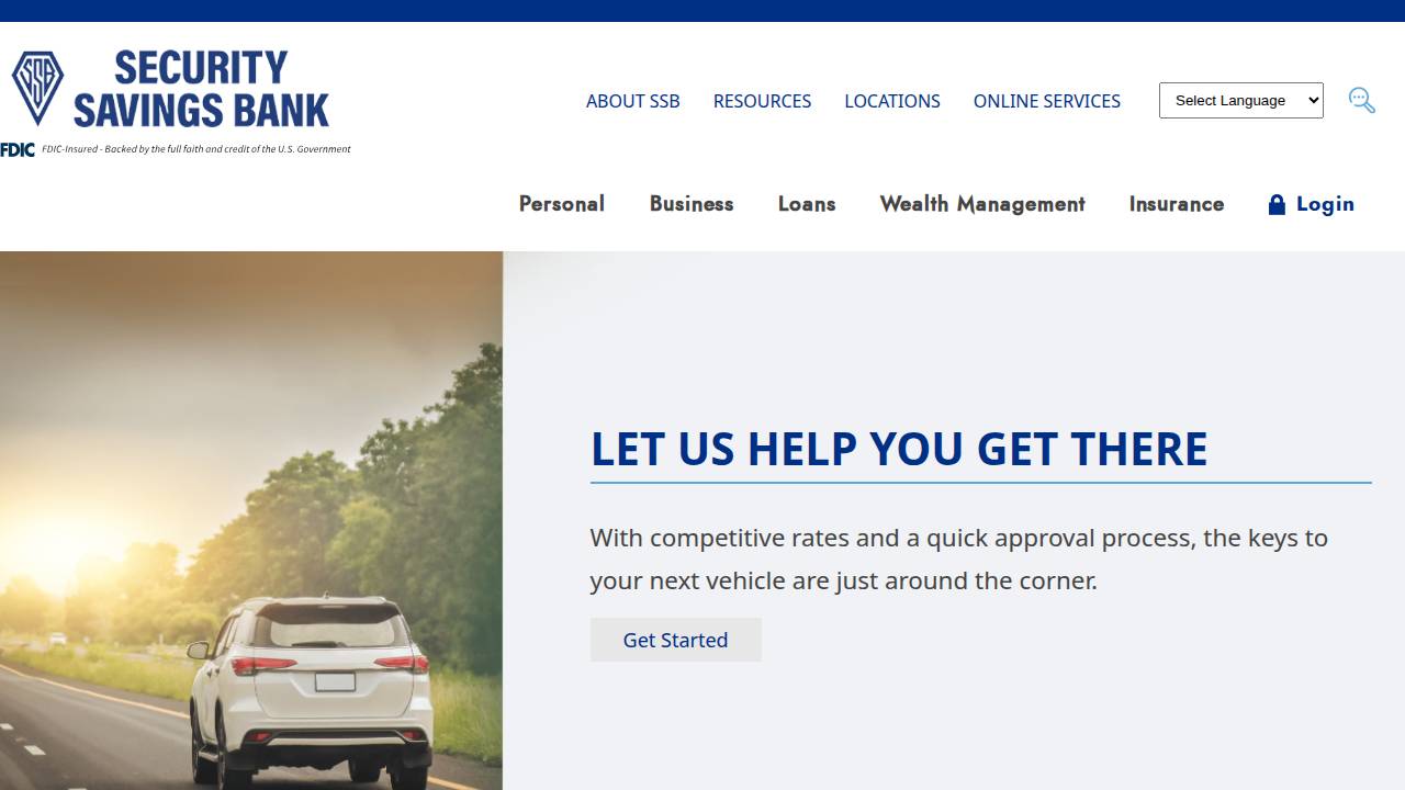 Security Savings Bank Larchwood, Security Savings Bank website screenshot