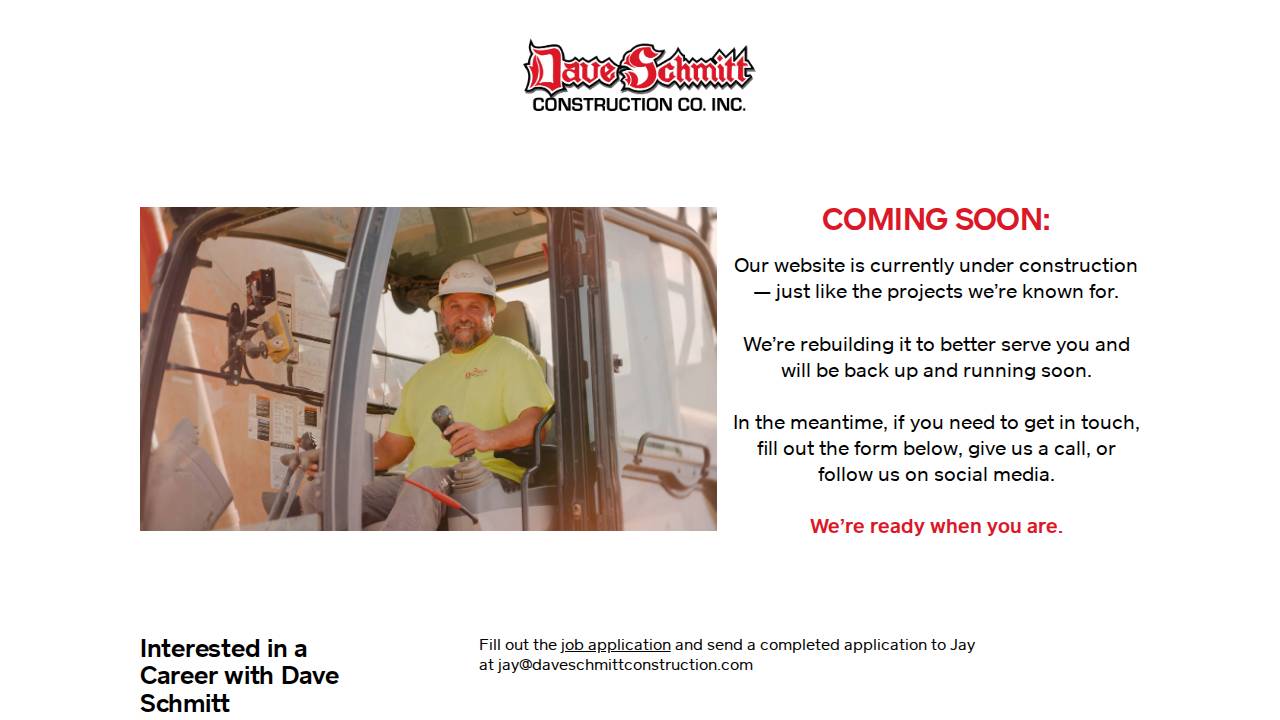 Dave Schmitt Construction Company I website screenshot
