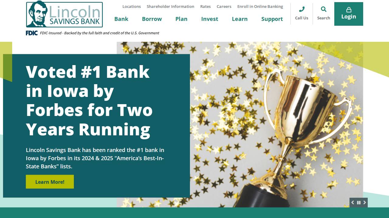 Lincoln Savings Bank website screenshot