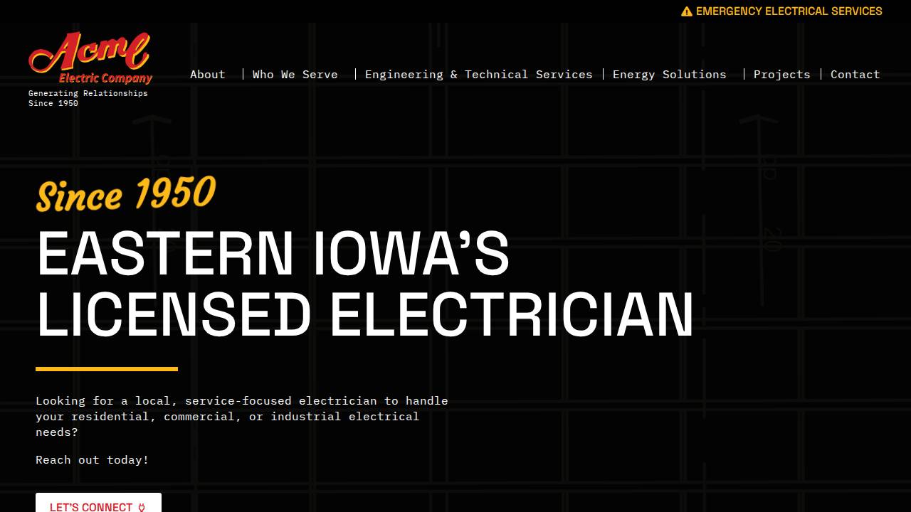 Acme Electric Company website screenshot