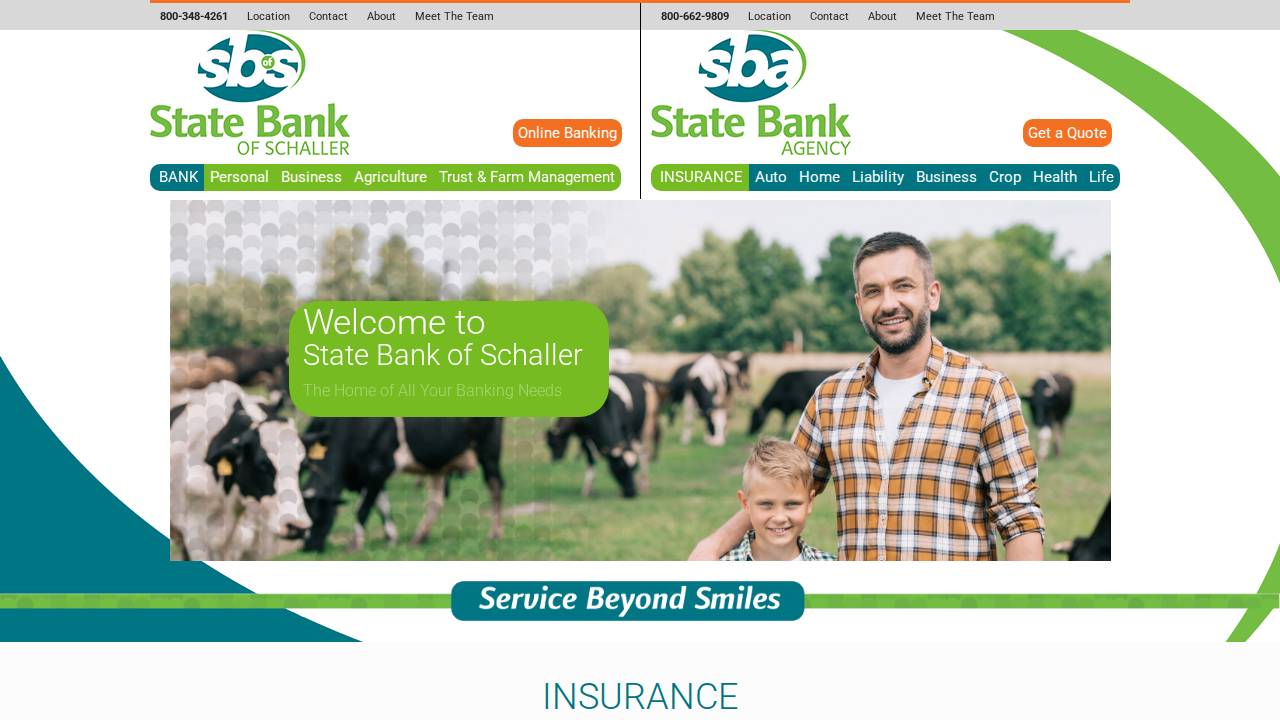 State Bank OF Schaller website screenshot