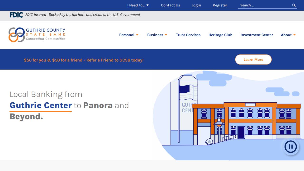 Guthrie County State Bank website screenshot