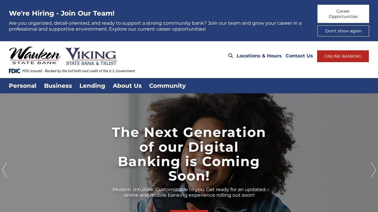 Waukon State Bank website screenshot