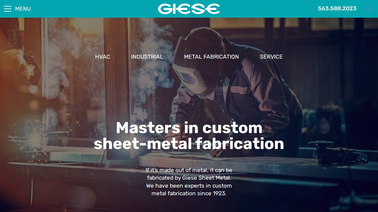 Giese Sheet Metal CO INC website screenshot