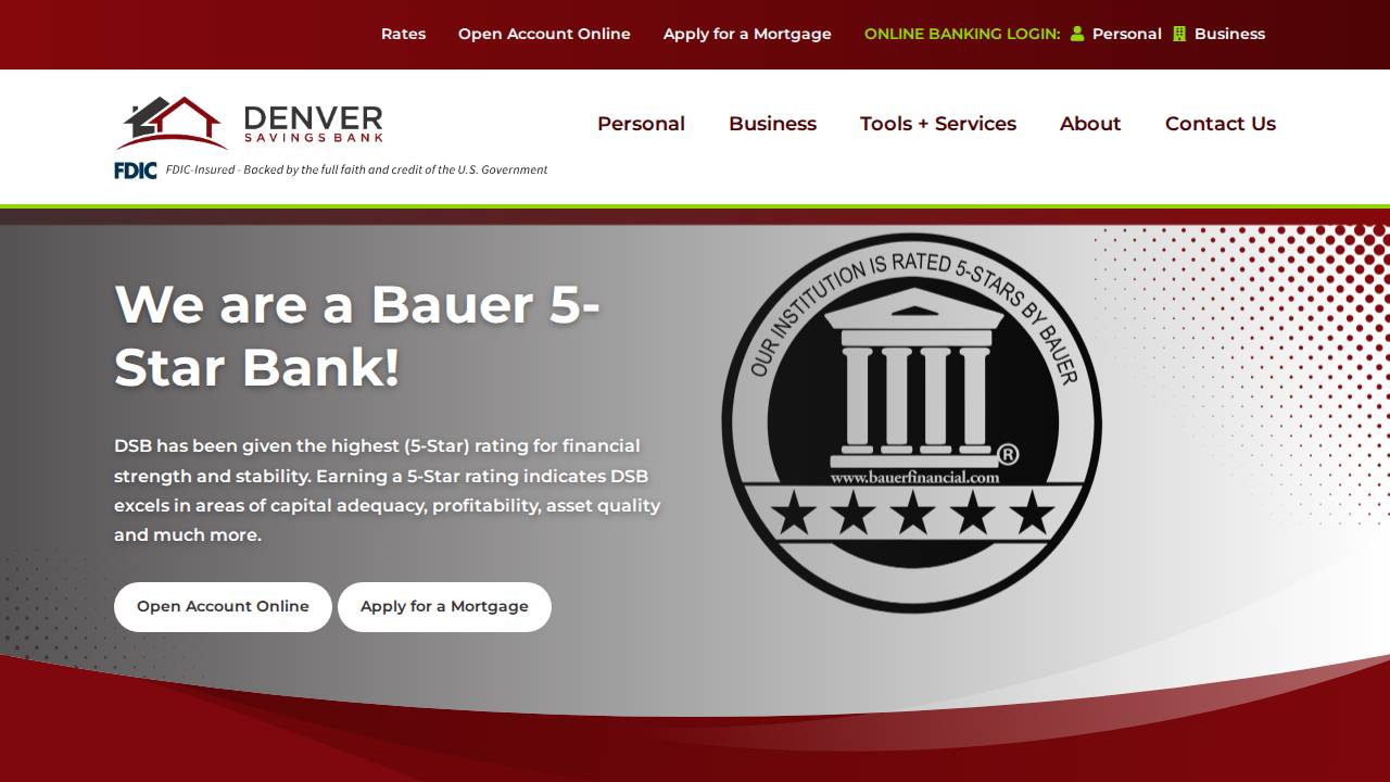Denver Savings Bank website screenshot