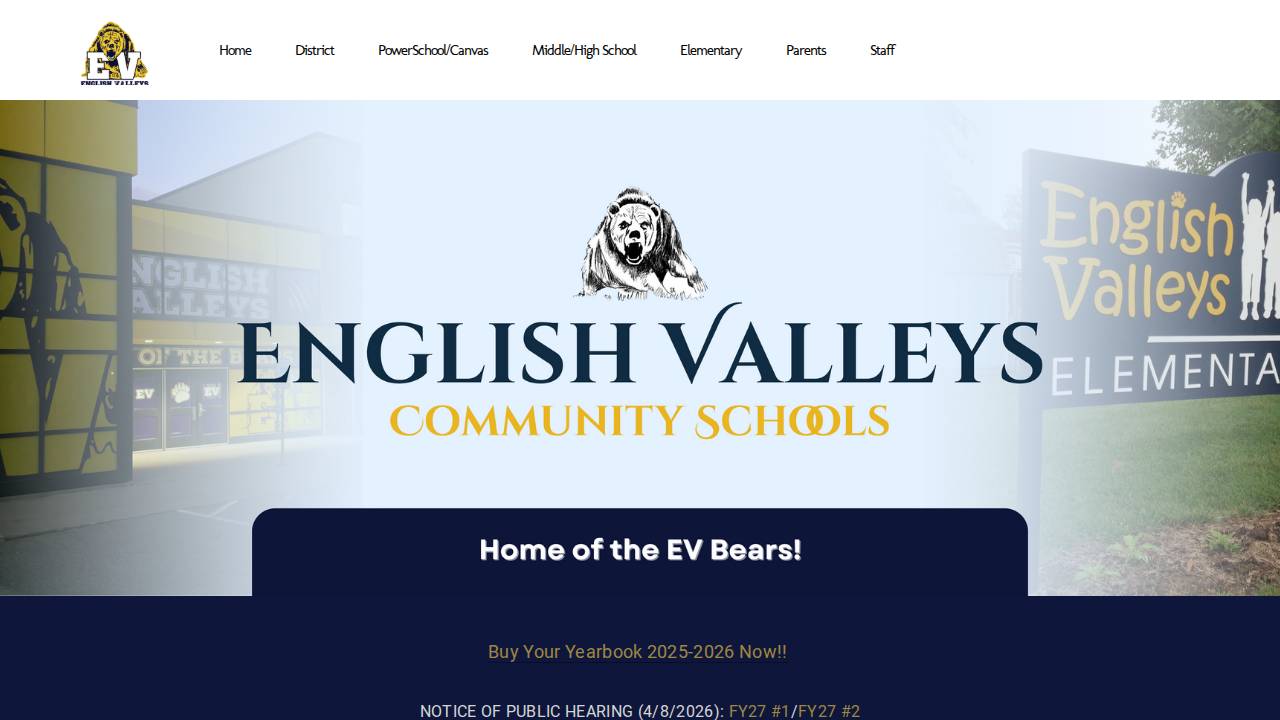 English Valleys Recreation Corporation website screenshot