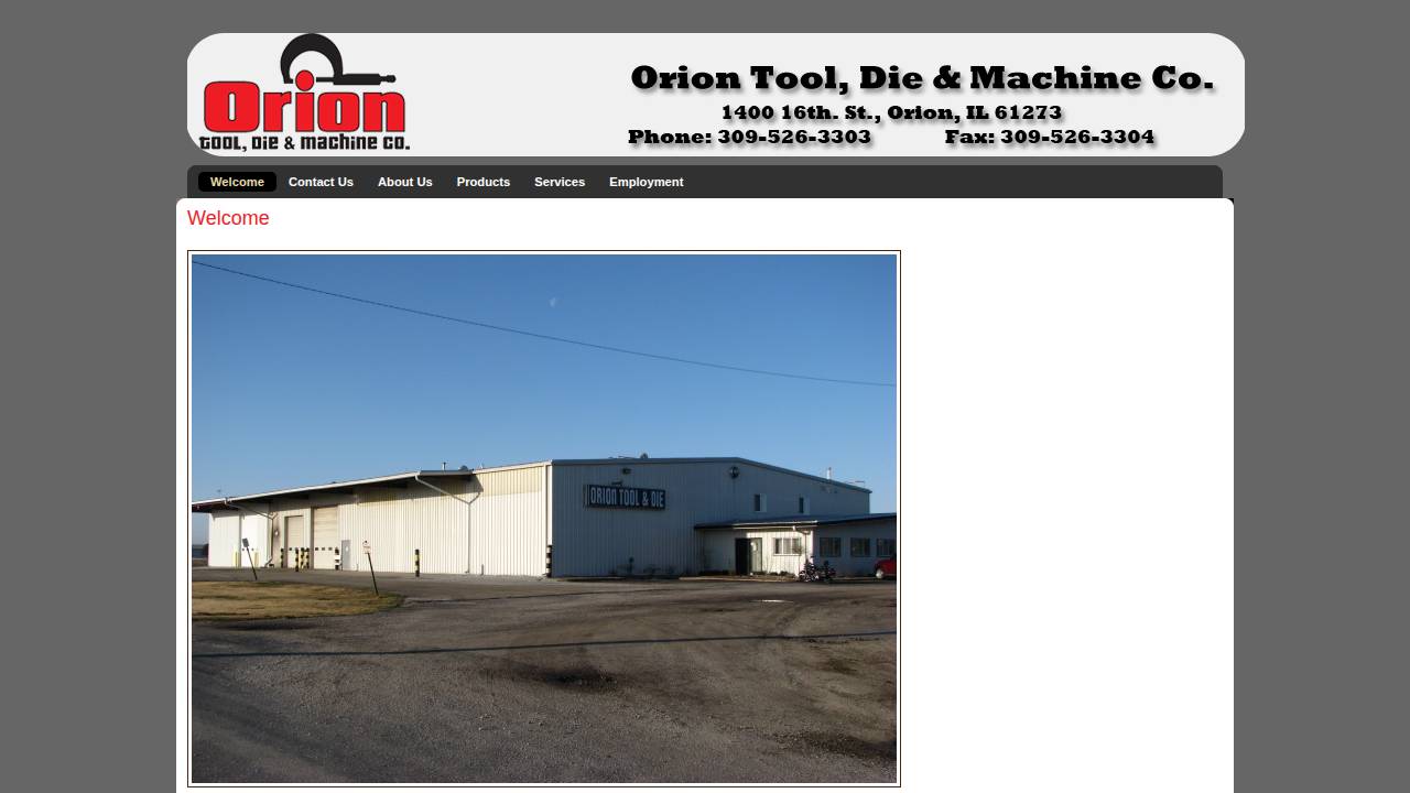 Orion Tool DIE & MCH CO THE website screenshot
