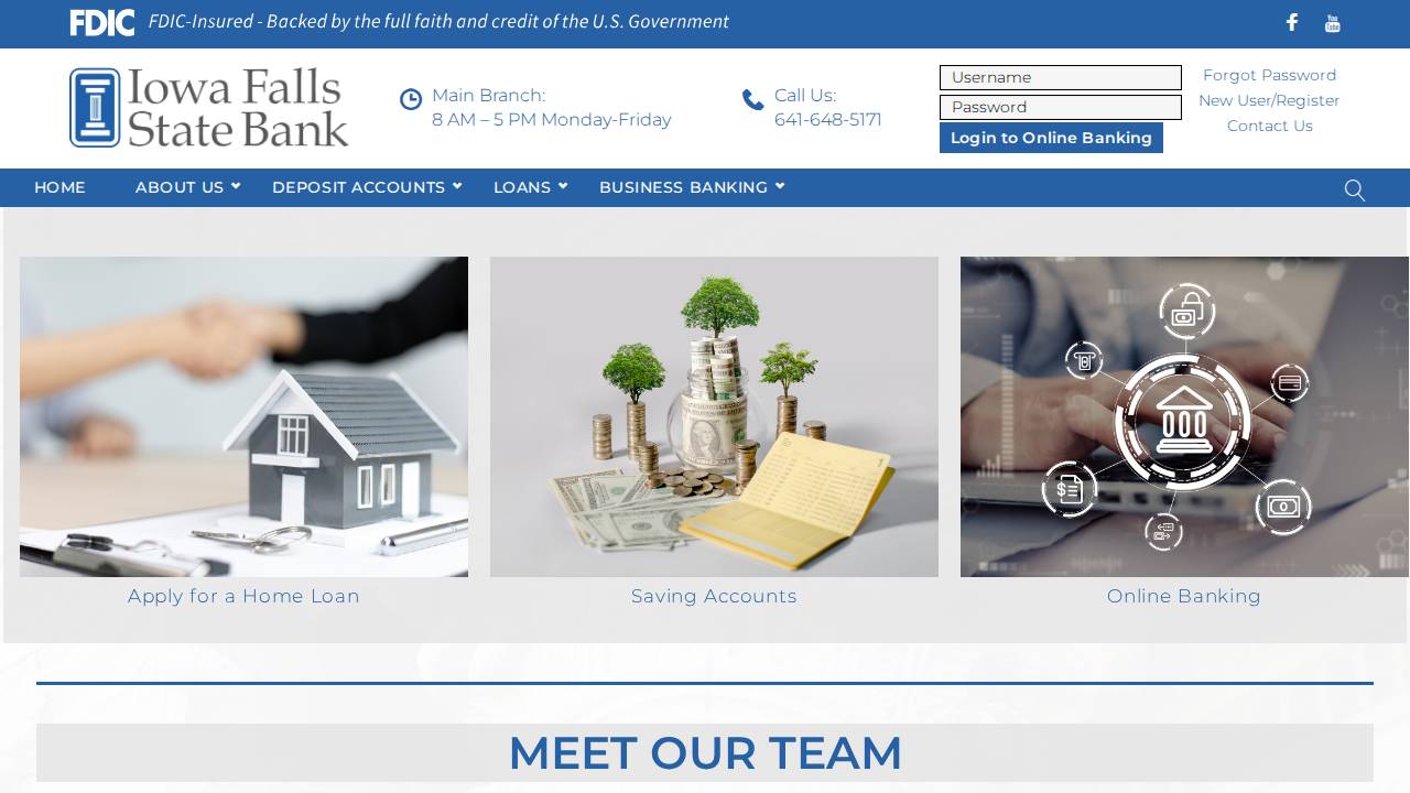Iowa Falls State Bank website screenshot
