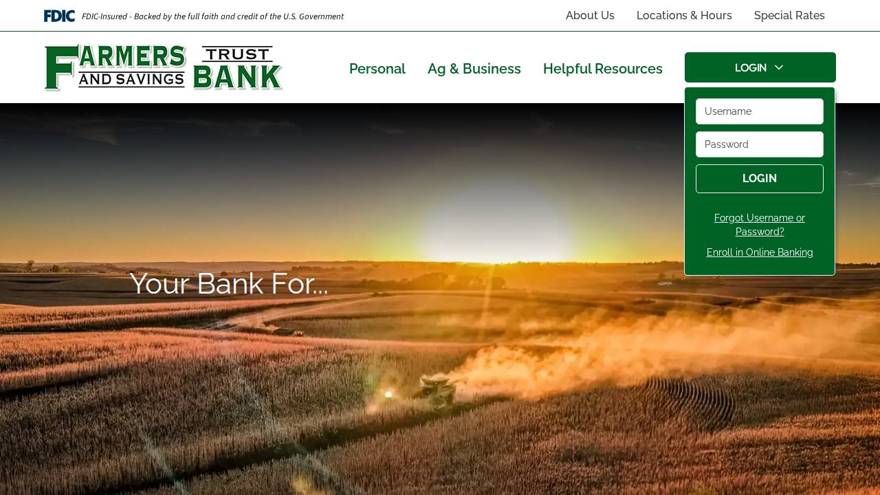 Farmers Trust & Savings Bank, Farmers Trust & SAV Bank website screenshot