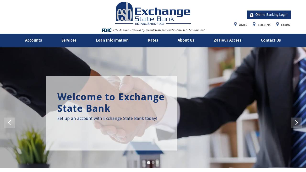 Exchange State Bank website screenshot