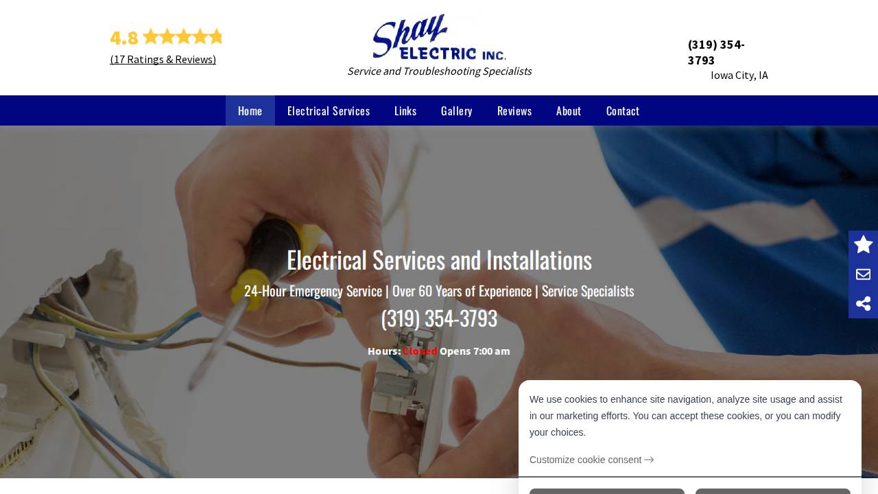 Shay Electric Service INC website screenshot