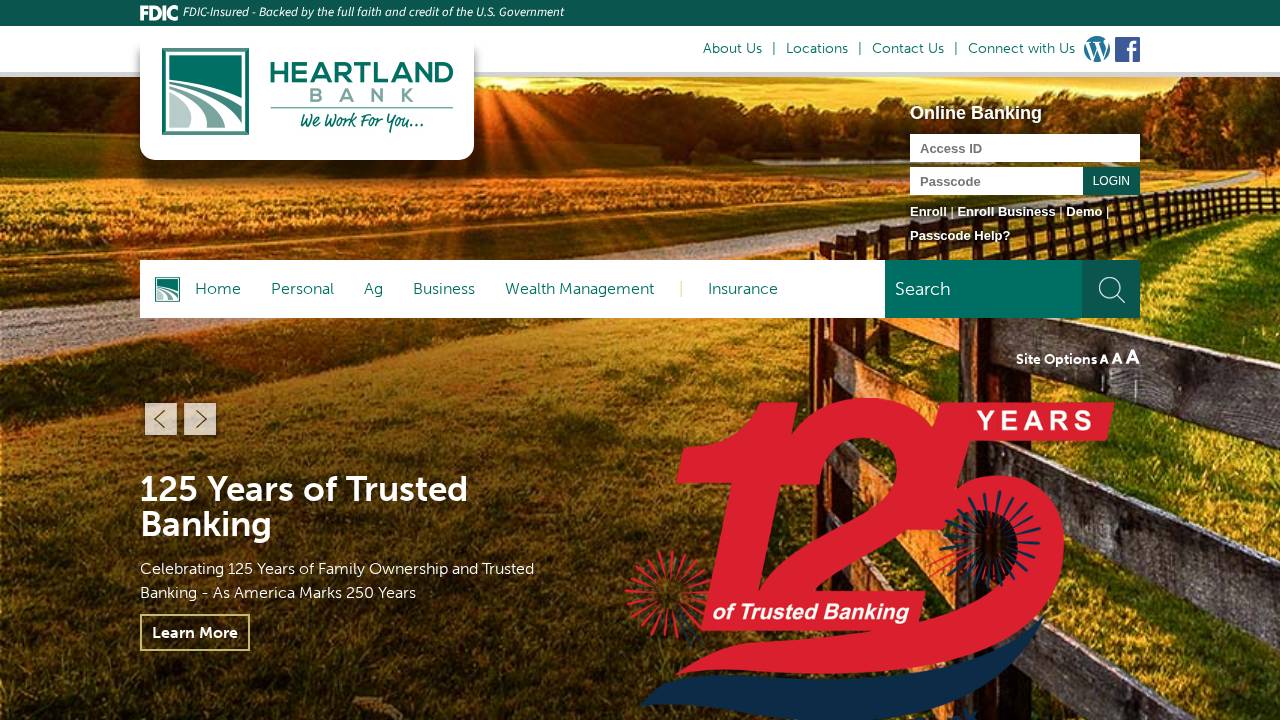 Heartland Bank website screenshot