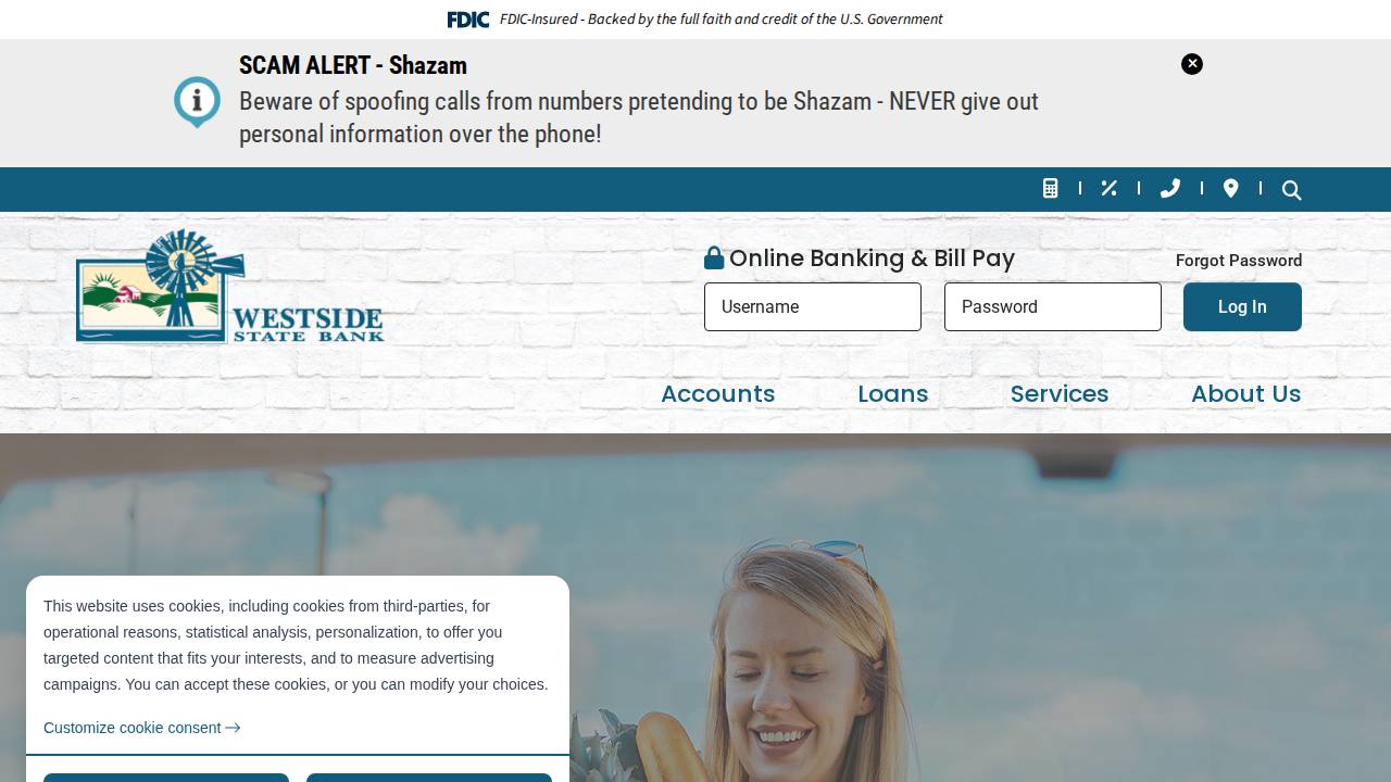 Westside State Bank website screenshot