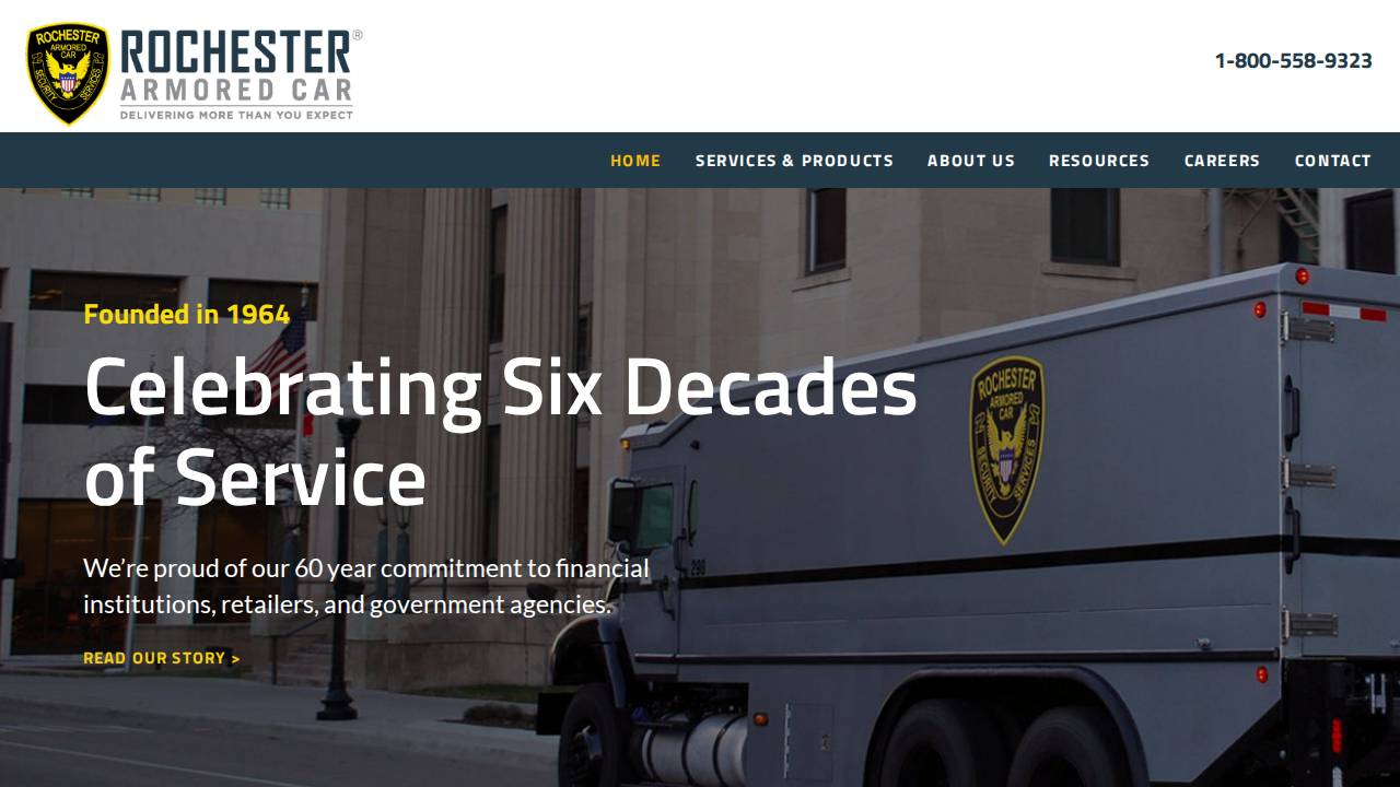 Rochester Armored CAR CO Inc, Roch website screenshot
