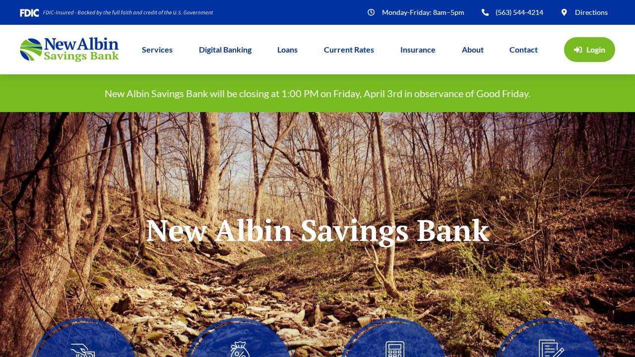 NEW Albin Savings Bank website screenshot