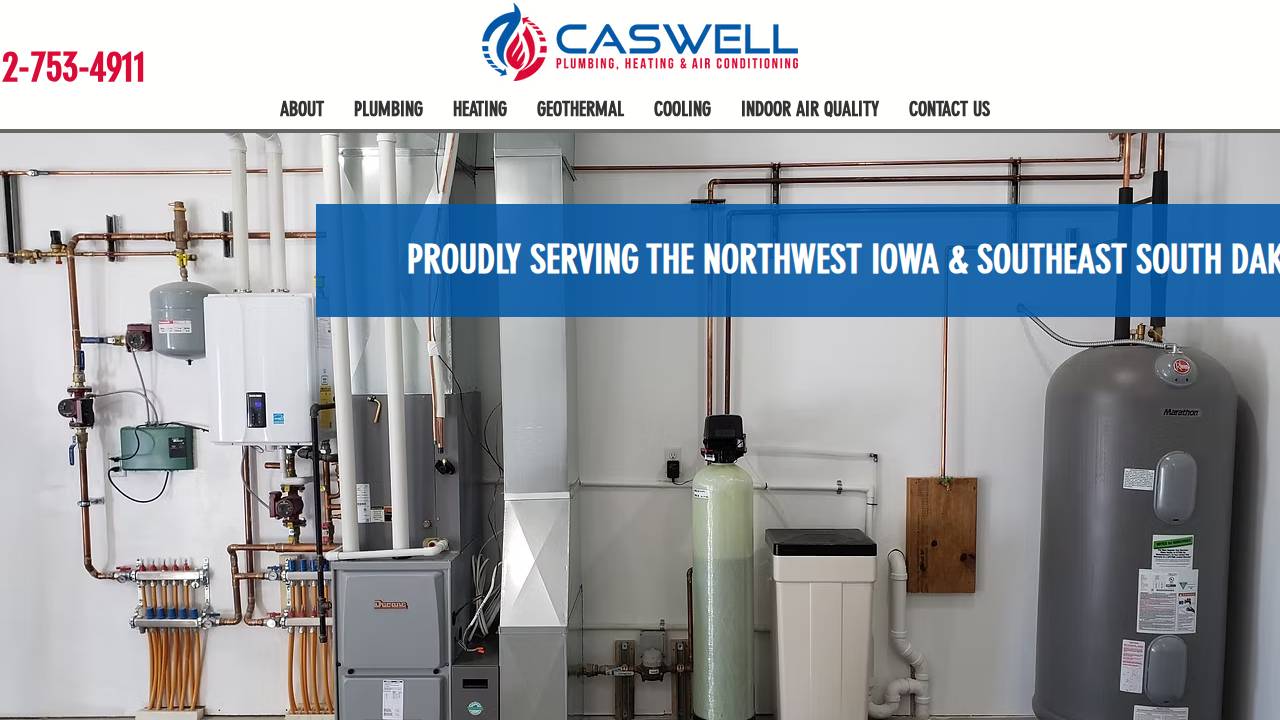 Caswell Plumbing & Heating INC website screenshot