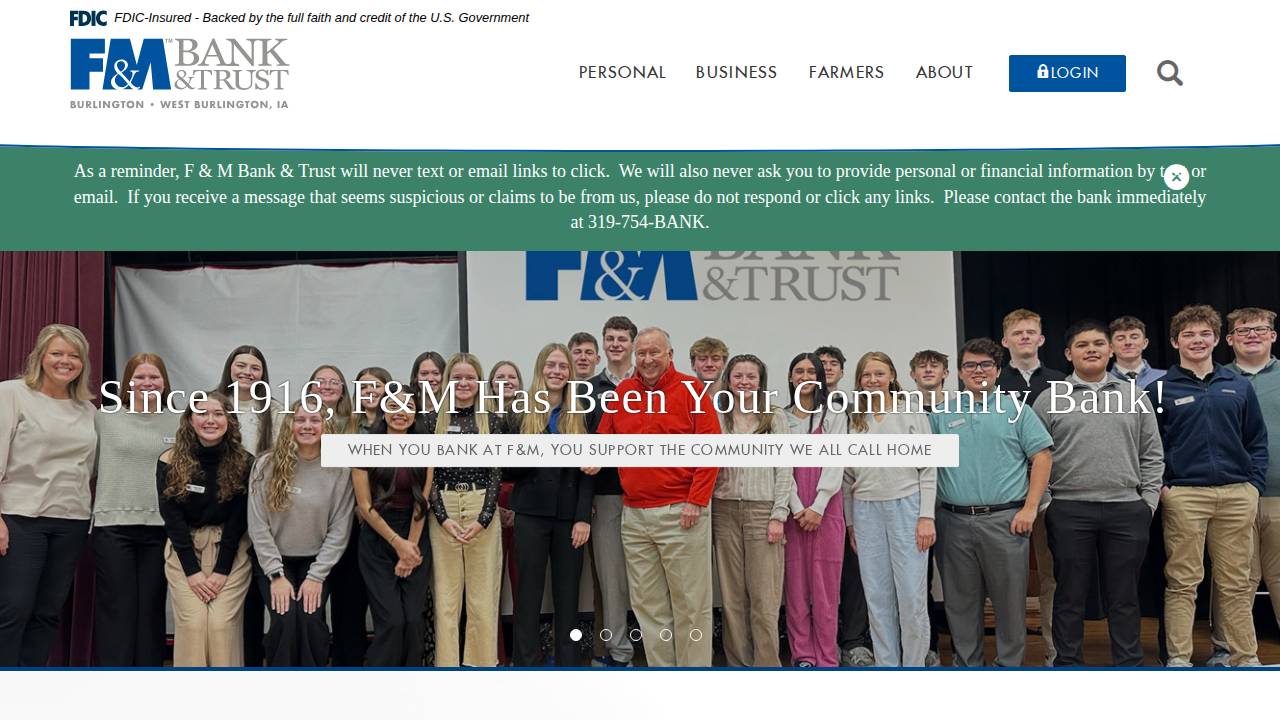 Farmers & Merchants Bank & Trust website screenshot