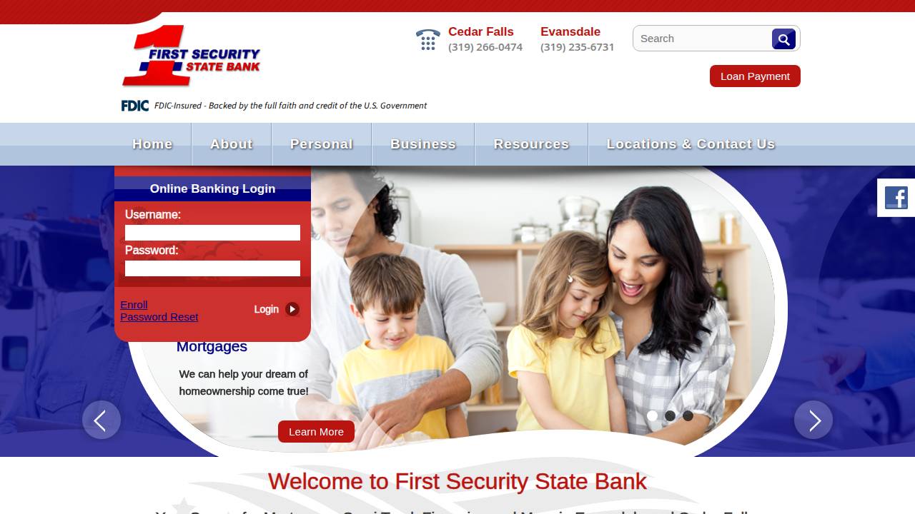 First Security State Bank website screenshot