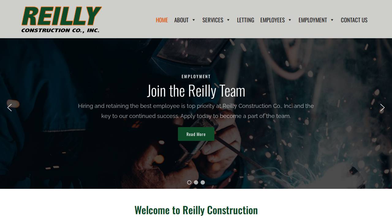 Reilly Construction CO INC website screenshot