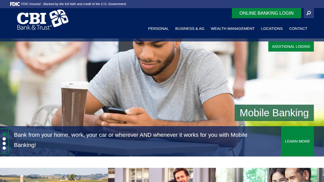 CBI Bank & Trust website screenshot