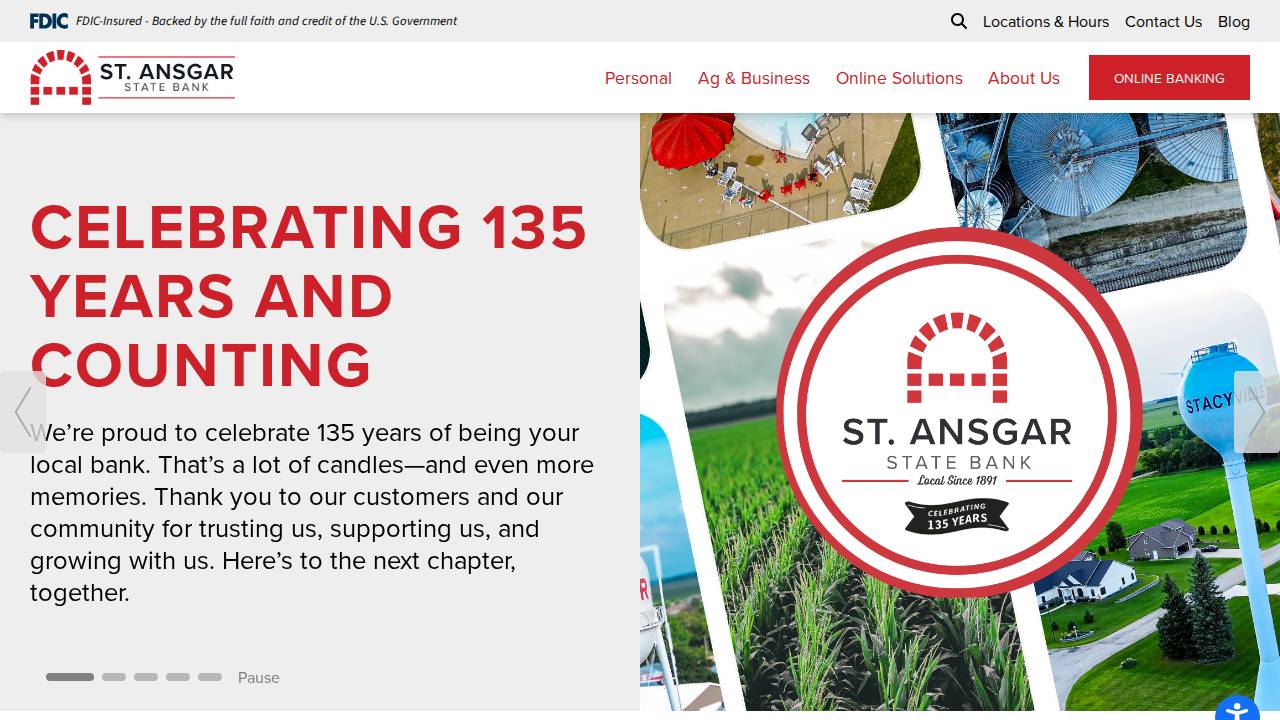 ST Ansgar State Bank website screenshot