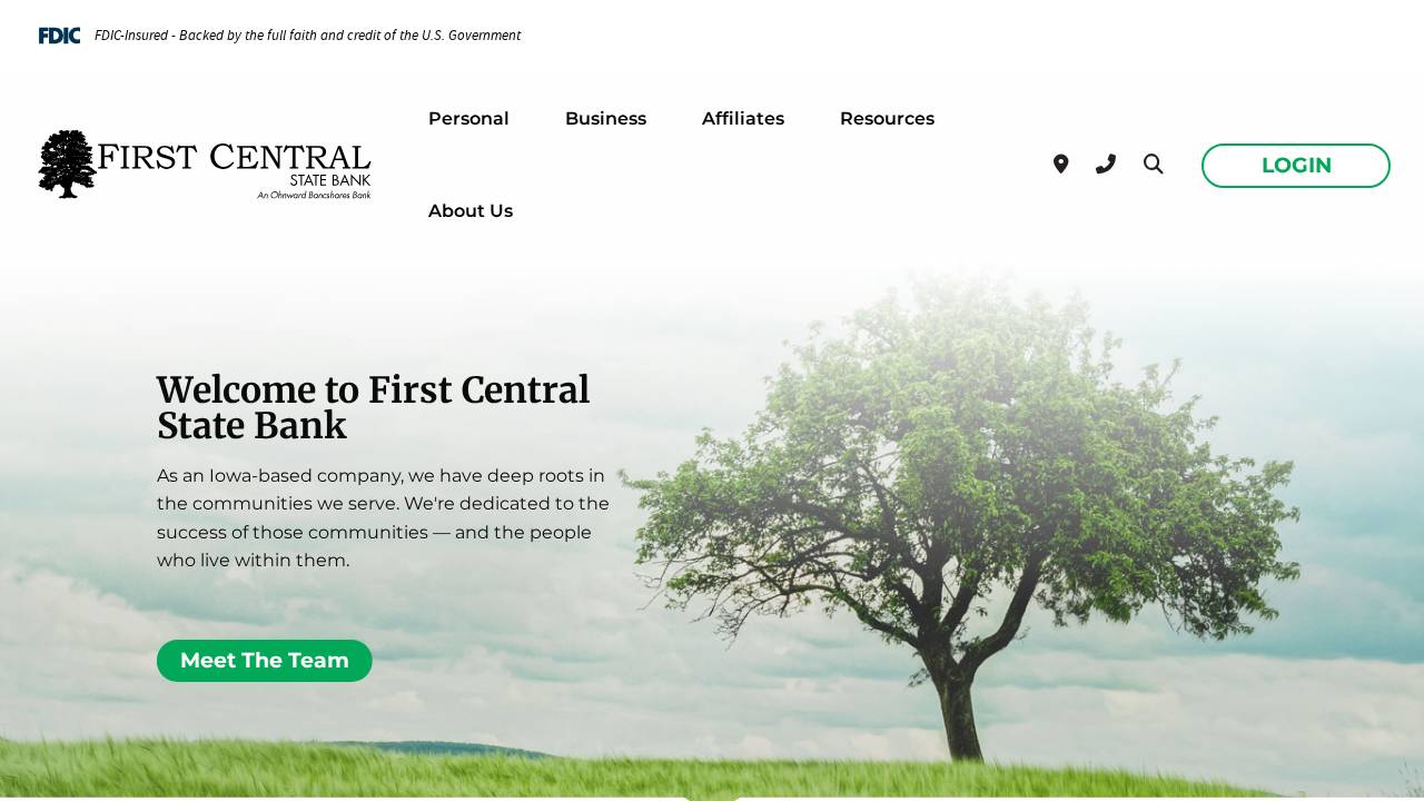 First Central State Bank website screenshot