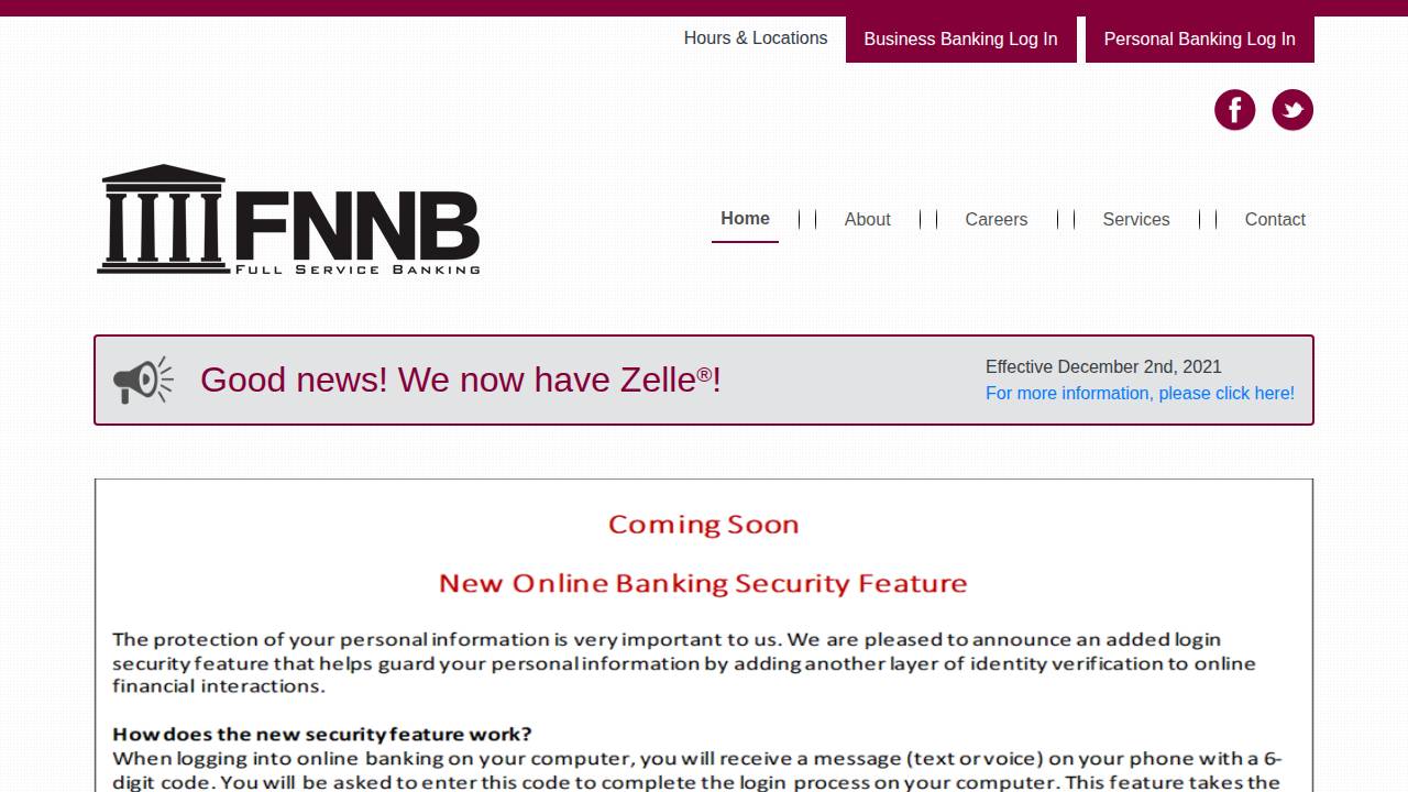 Fnnb Bank website screenshot