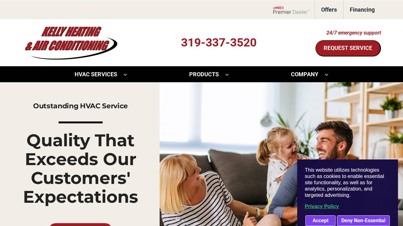 Kelly Heating Service Inc, Kelly Heating & AIR website screenshot