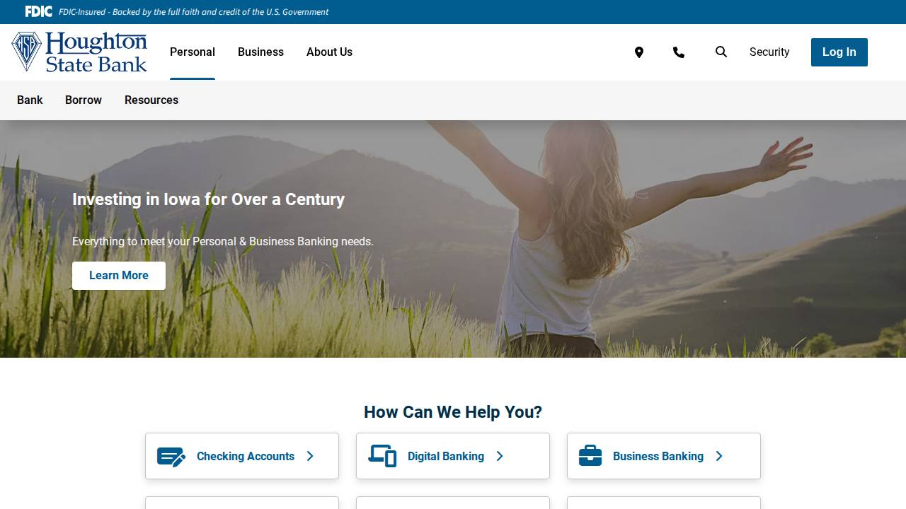 Houghton State Bank website screenshot