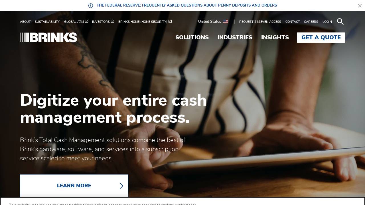 Brinks Incorporated website screenshot