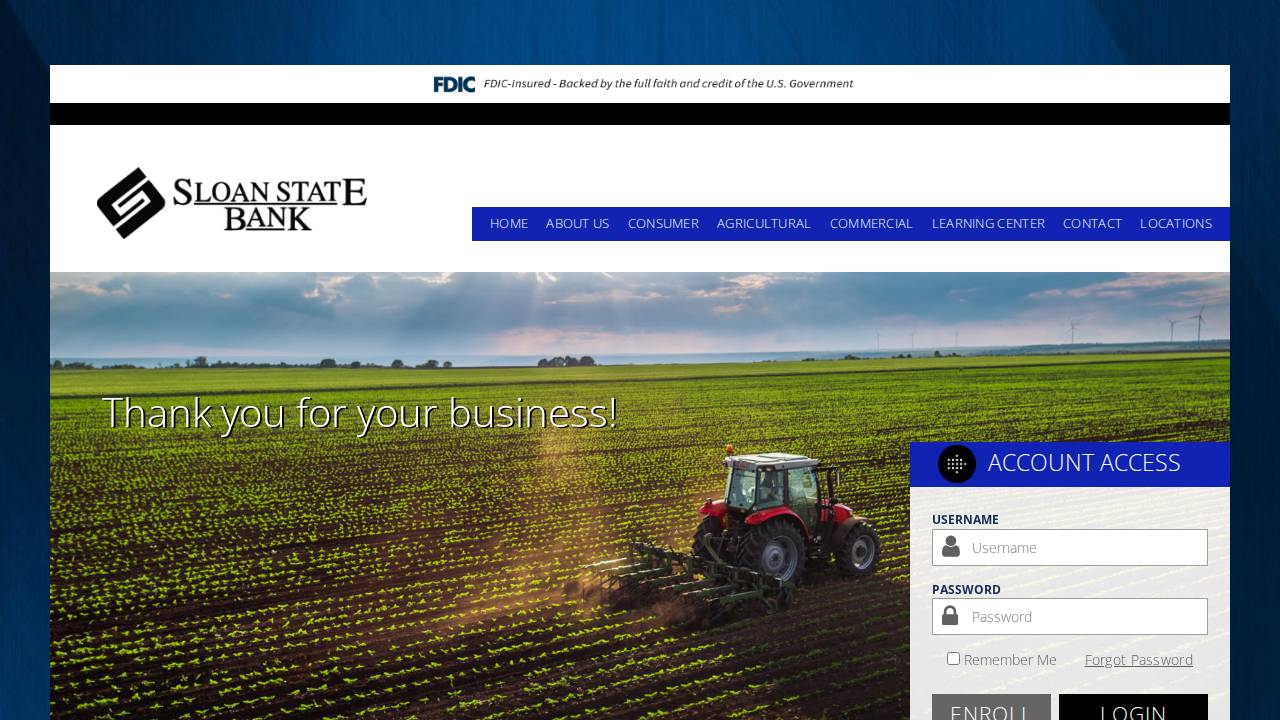 Sloan State Bank website screenshot