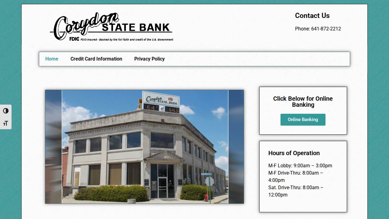 Corydon State Bank website screenshot