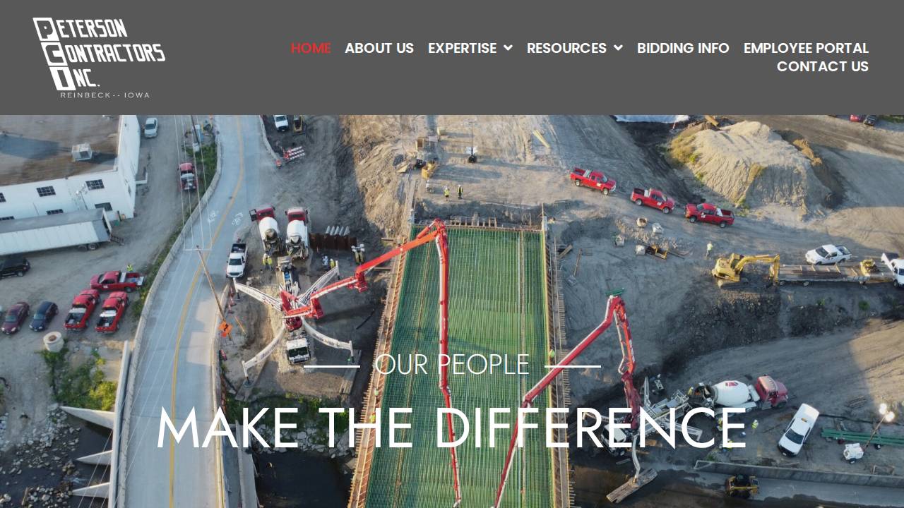 Peterson Contractors INC website screenshot