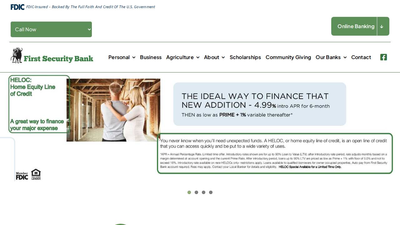 First Security Bank website screenshot