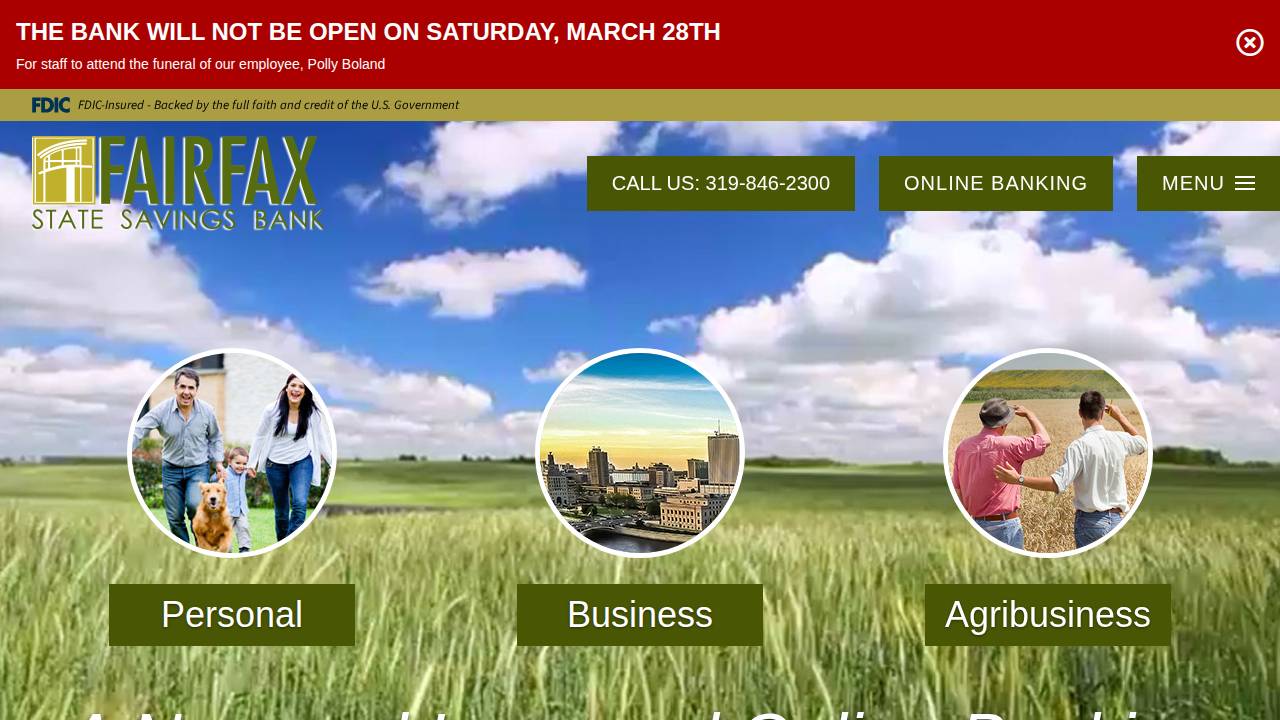 Fairfax State Savings Bank website screenshot