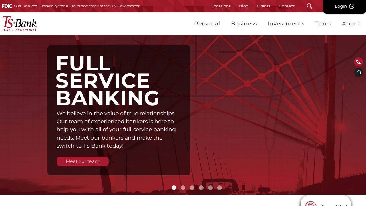 TS Bank website screenshot