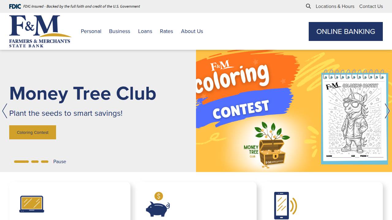 Farmers & Merchants State Bank website screenshot