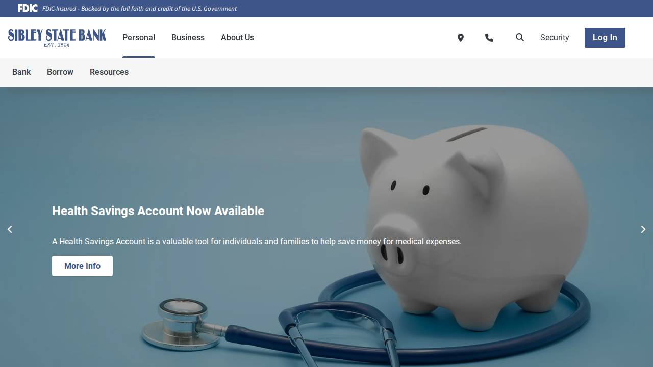 Sibley State Bank website screenshot
