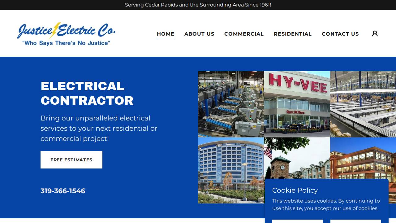 Justice Electric Company, Justice Electric CO. website screenshot