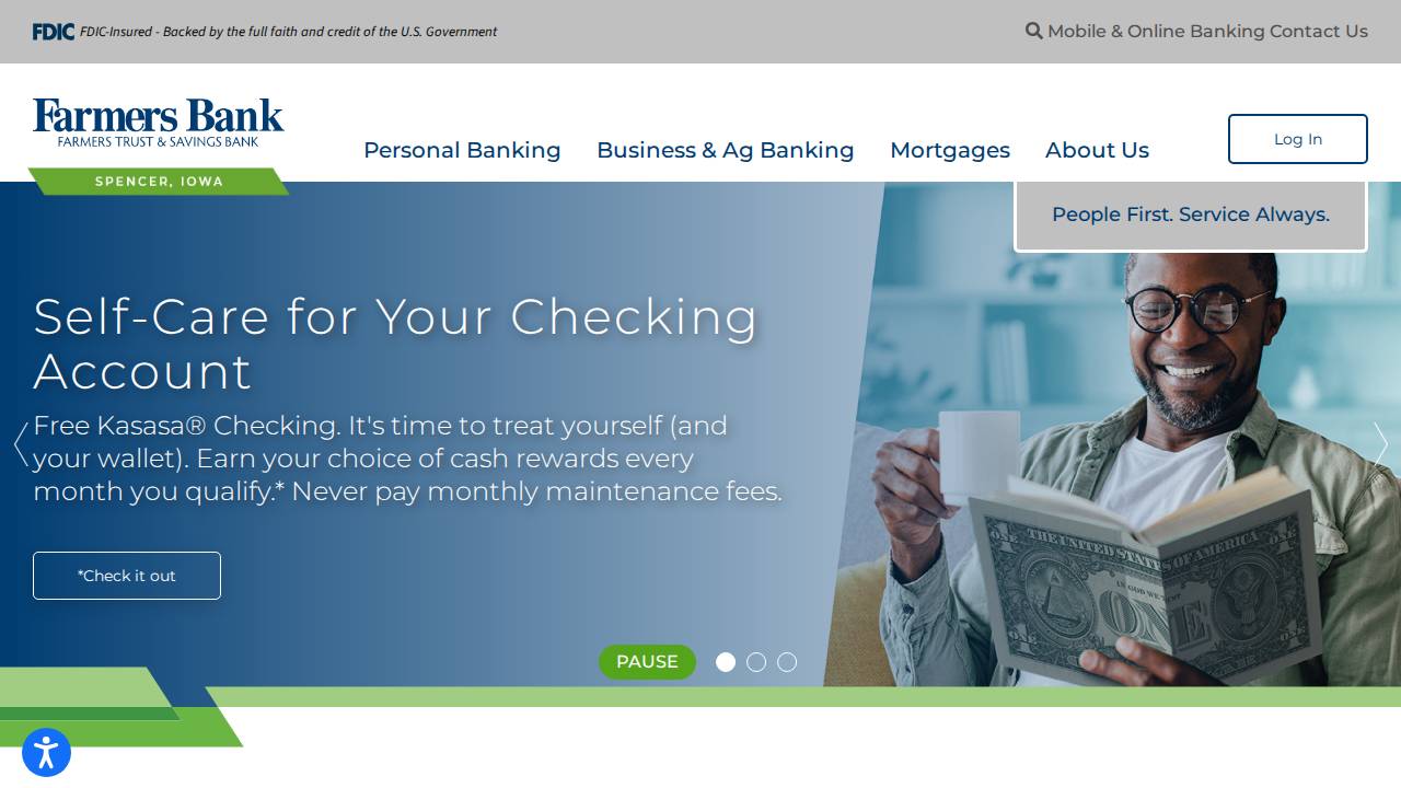 Farmers Trust AND Savings Bank website screenshot