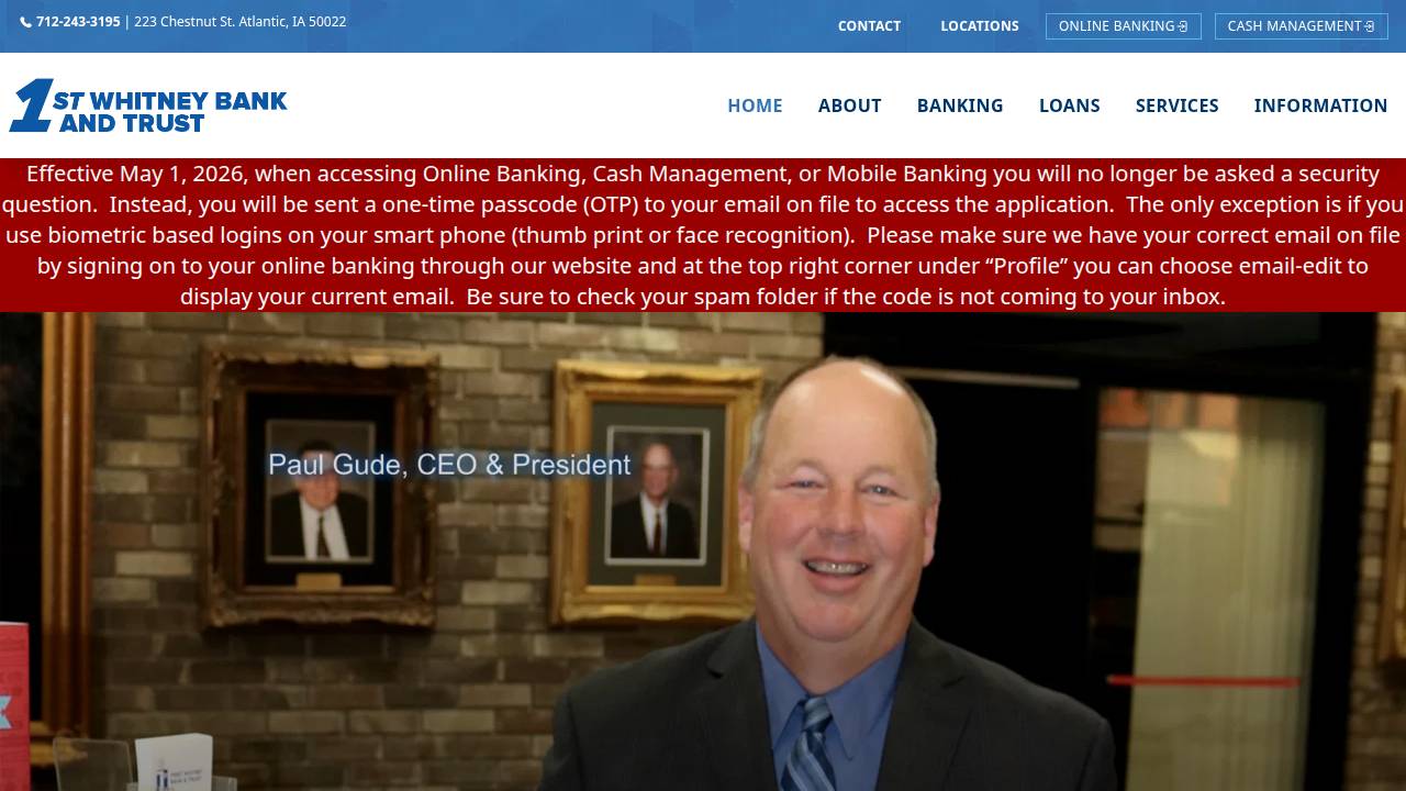 First Whitney Bank & Trust website screenshot