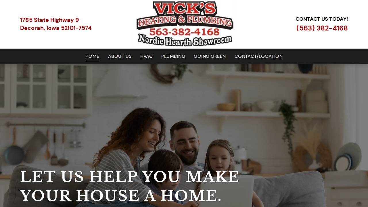 Vicks Heating Plbg & Vent INC website screenshot