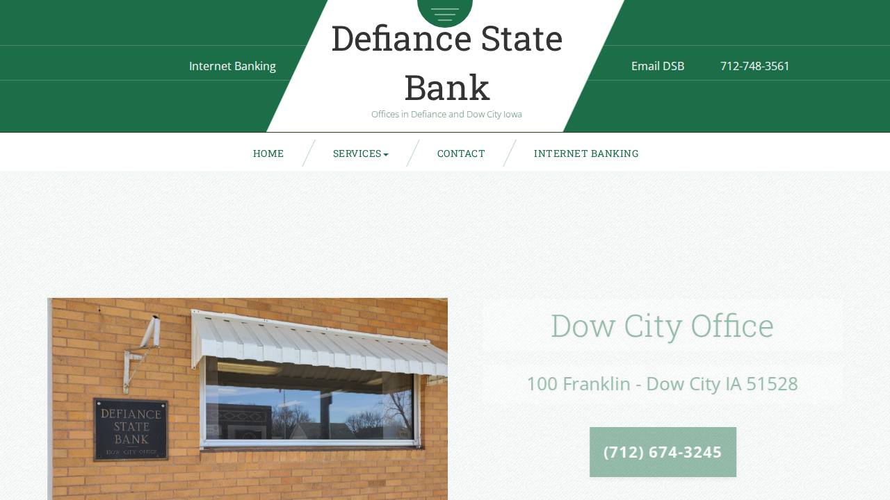 Defiance State Bank website screenshot