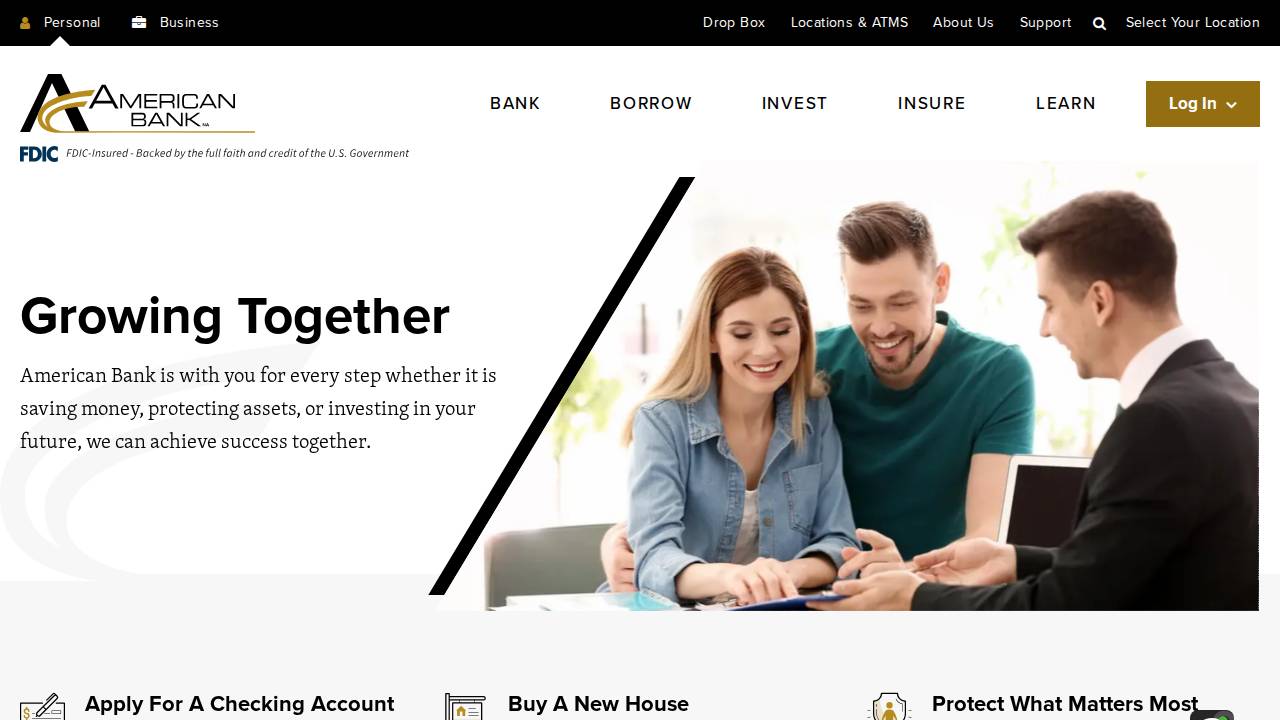 American Bank National Association website screenshot